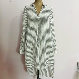 Striped Button-Down Shirt Dress